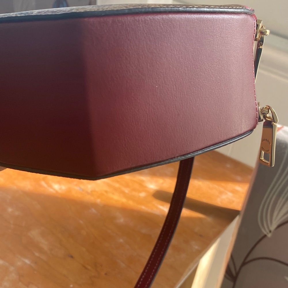 Coach Cherry Print Round Crossbody in Burgundy and Pink - Picture 7 of 14